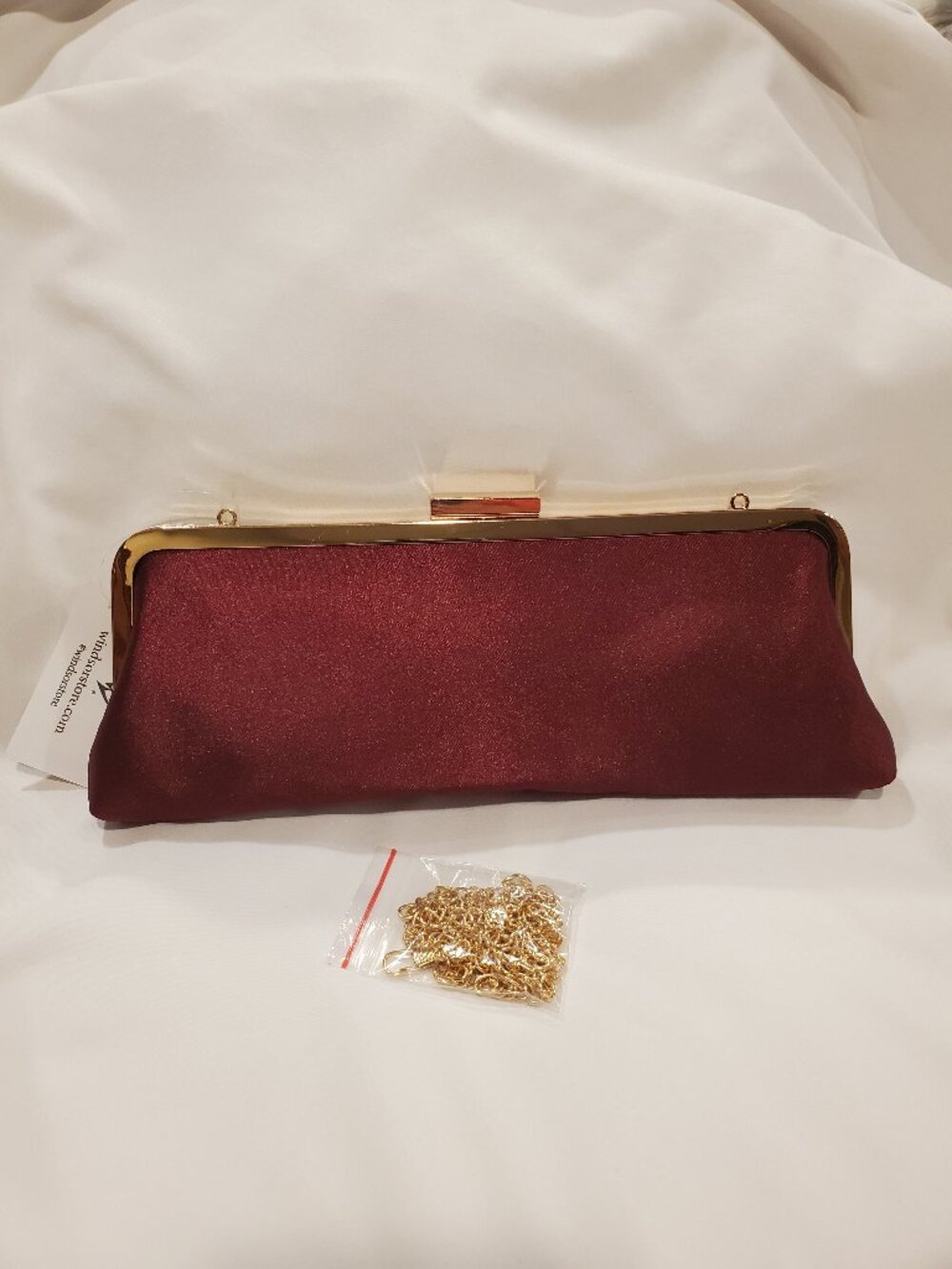 Windsor Burgundy Clutch Bag with Gold Chain Link Strap